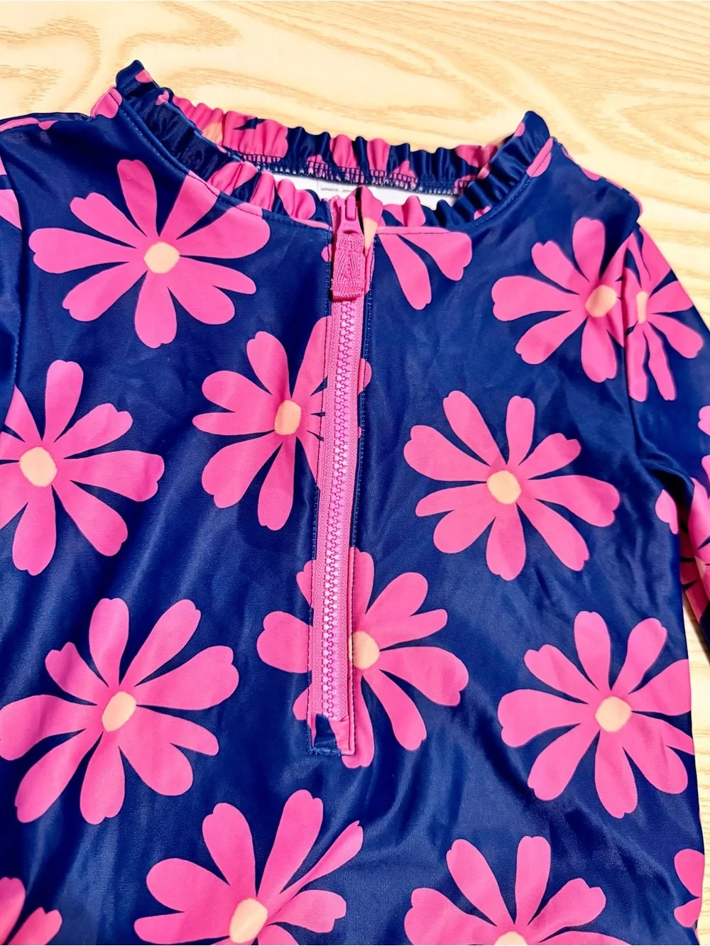 Carter's Navy One-Piece Swimsuit with Pink Daisy Print Size 3T